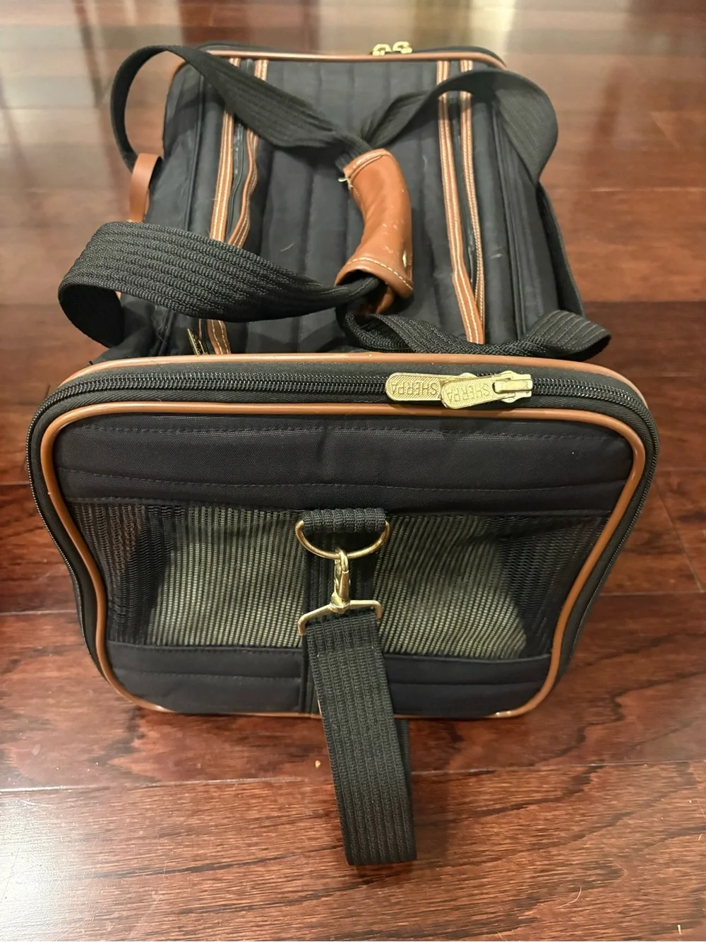 Sherpa Brown Small Pet Carrier - Classic Leather-Accent Design